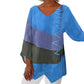 Elegante casual damesblouse met V-hals, lange mouwen en artistiek patroonprint