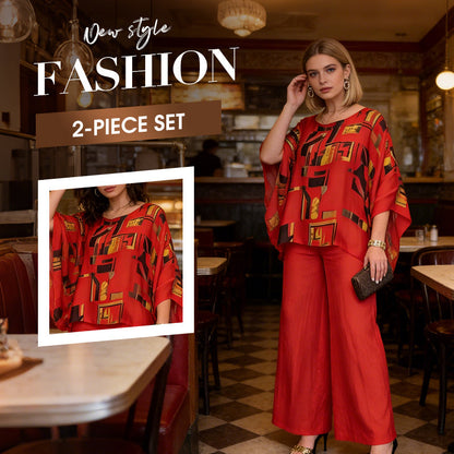 Dames 2-delige set met bedrukte top en broek