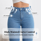 Damesjeans met hoge taille en uitlopende pijpen