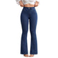 Damesjeans met hoge taille en uitlopende pijpen