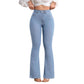 Damesjeans met hoge taille en uitlopende pijpen