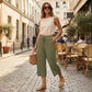 Comfortabel, stijlvol & perfect voor warme dagen – Nu 50% introductiekorting! 👖✨Capri Broek Met Wijde Pijpen, Ribstof & Zakken – Nieuwe Collectie