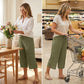 Comfortabel, stijlvol & perfect voor warme dagen – Nu 50% introductiekorting! 👖✨Capri Broek Met Wijde Pijpen, Ribstof & Zakken – Nieuwe Collectie