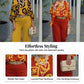 Set met retro-top met print en wijde broek voor dames