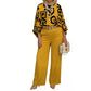 Set met retro-top met print en wijde broek voor dames