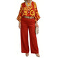 Set met retro-top met print en wijde broek voor dames