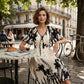 👗 Zachte Midi Jurk met Botanische Print en V-Hals | Licht, Elegant & Makkelijk te Dragen – Nu 50% Korting
