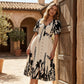 👗 Zachte Midi Jurk met Botanische Print en V-Hals | Licht, Elegant & Makkelijk te Dragen – Nu 50% Korting