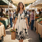 👗 Zachte Midi Jurk met Botanische Print en V-Hals | Licht, Elegant & Makkelijk te Dragen – Nu 50% Korting