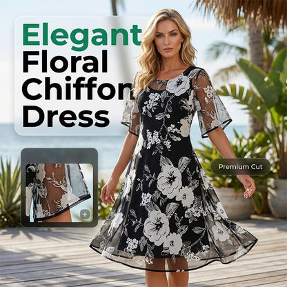 ✨NIEUW & AANBIEDING｜Chiffonjurk met bloemenprint, losse pasvorm en elegant👗