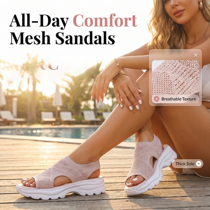 Ademende platform sandalen van mesh voor dames