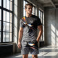 Heren T-shirt en Short Set met Abstracte Print