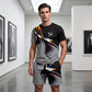 Heren T-shirt en Short Set met Abstracte Print