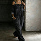👗👖 Jumpsuit met open schouders, wijde pijpen en zakken