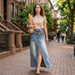 Denim maxi-rok met gelaagde taille voor dames