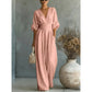 Jumpsuit met V-hals, hoge taille en wijde pijpen voor dames