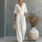 Jumpsuit met V-hals, hoge taille en wijde pijpen voor dames