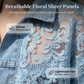 Luchtig damesjack van denim met bloemenprint en patchwork van kant