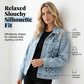 Luchtig damesjack van denim met bloemenprint en patchwork van kant