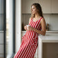 Gestreepte mouwloze maxi-jurk voor dames