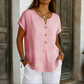 Casual T-shirt met V-hals en knopen voor dames