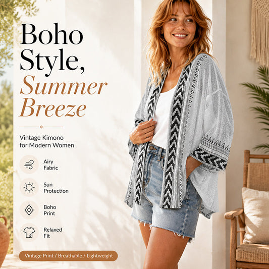 Retro-vest met geometrische print voor dames, met zonbescherming