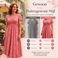 Damesjurk met V-hals, bloemenprint en gedraaide taille