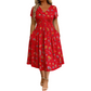 Damesjurk met V-hals, bloemenprint en gedraaide taille