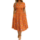 Damesjurk met V-hals, bloemenprint en gedraaide taille