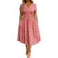 Damesjurk met V-hals, bloemenprint en gedraaide taille