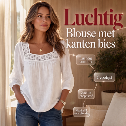🌸 Nieuwe Collectie 👚 Dames Blouse met Vierkante Hals & Kanten Details – Elegante look, vrouwelijke stijl & comfortabel draaggevoel ✨