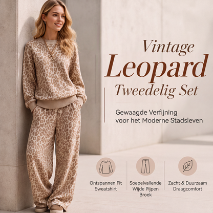 🐆Damesluipaardprint sweatshirt en set met wijde pijpen broek