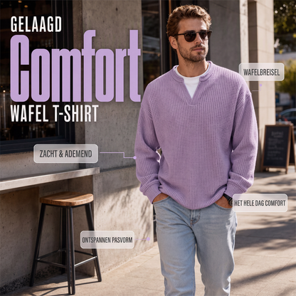 🔥 Nieuw Binnen – 50% KORTING ✨ Heren Wafel-T-shirt met Gelaagd Design – Comfortabele Pasvorm & Moderne Casual Look 👕