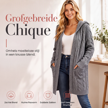 🌸 Nieuwe Collectie ✨ Lange Gebreide Dameshoodievest 🧶 Warm, Comfortabel & Praktisch met Zakken