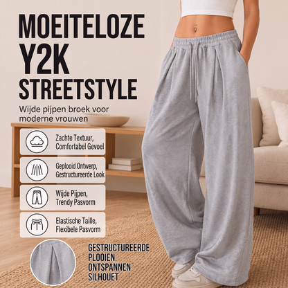 Casuele geplooide wide-leg joggingbroek voor dames