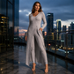 ✨ Gemakkelijk dagelijks comfort | 2-delige set voor dames van een geribbelde langwerpige top en slim-fit broek