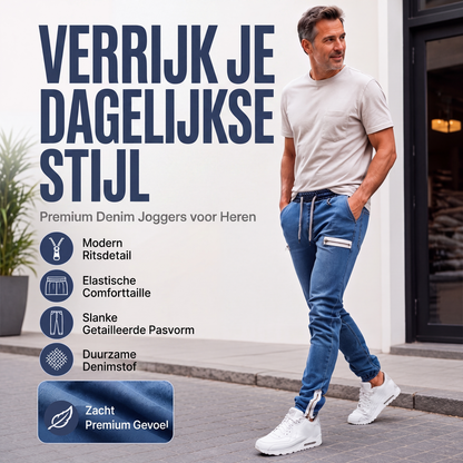 🔥 Tijdelijke Aanbieding ✨ Heren Slim Fit Denim Joggingbroek 👖 Elastische Tailleband, Jeanslook & Ultiem Comfort