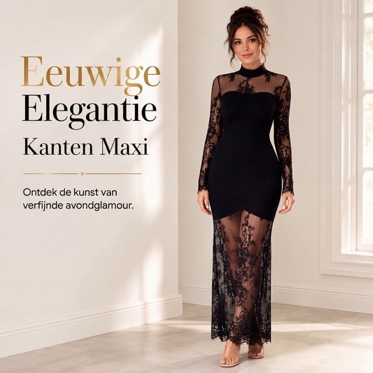 💎 Elegante Keuze ✨ Dames Maxi-Jurk met Lange Mouwen & Kanten Details 👗 Romantische Uitstraling, Comfortabele Pasvorm & Tijdloze Stijl