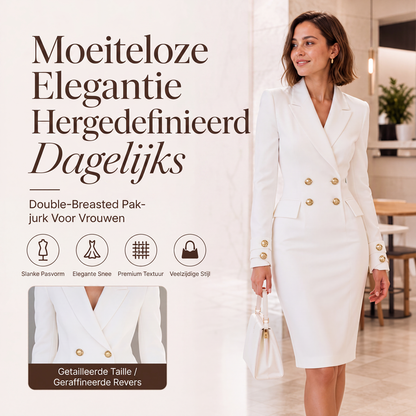 ✨ Nieuw binnen 👗 Dames Blazerjurk met Dubbele Knoopsluiting ✨ Elegante Pasvorm, Chique Uitstraling & Veelzijdige Stijl