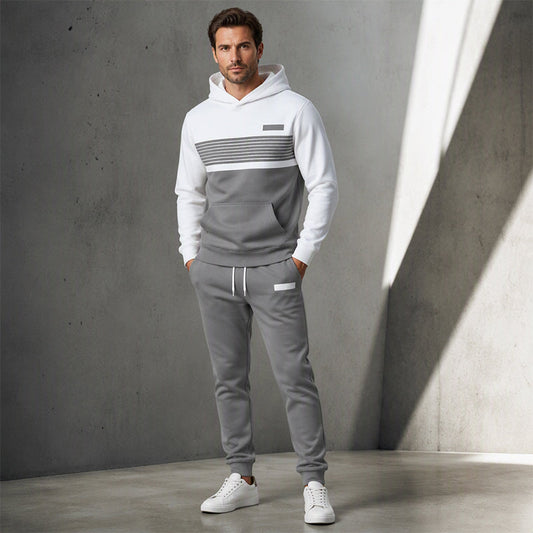 🔥Heren casual colour-block hoodie en broek set