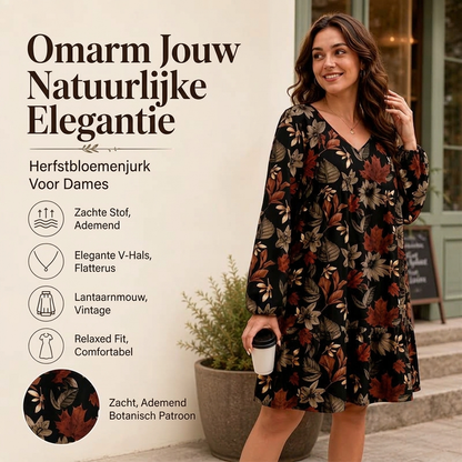 🔥Populair product! ✨Elegante damesjurk met esdoornbladprint