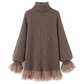 ✈️Gratis verzending✨ Nieuwe Look 💫 Oversized Gebreide Jurk met Mock Neck en Ruche van Tule – Vrouwelijk, Uniek & Trendy