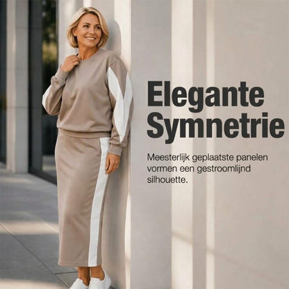 ✈️Gratis verzending✨ Nieuwe Look 💫Elegant 2‑delig dames set sweatshirt + midi rok, comfortabel gebreid ensemble
