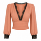 ✨ Nieuwe Look 💫 Vrouwen Deep V‑hals Kant Lange Mouwen Top – Vrouwelijk, Elegant & Trendy
