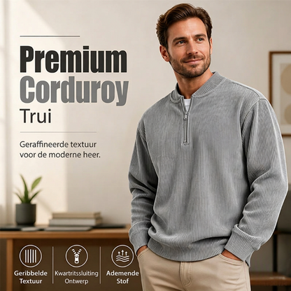 ✨Heren corduroy sweatshirt met halve rits, casual top met opstaande kraag en lange mouwen