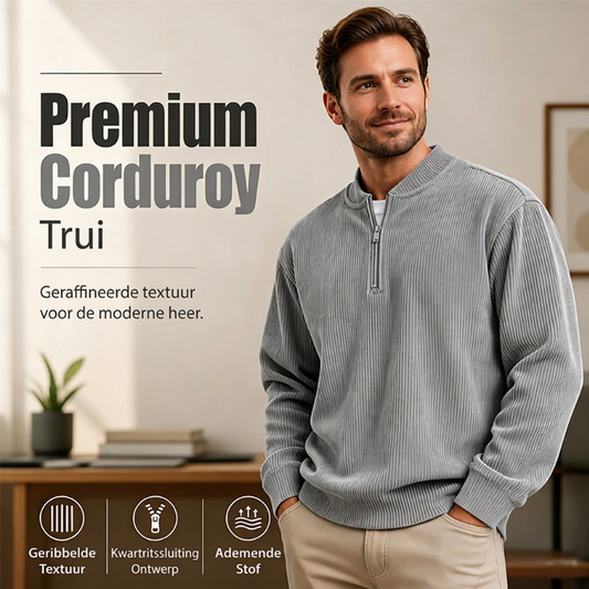 ✨Heren corduroy sweatshirt met halve rits, casual top met opstaande kraag en lange mouwen