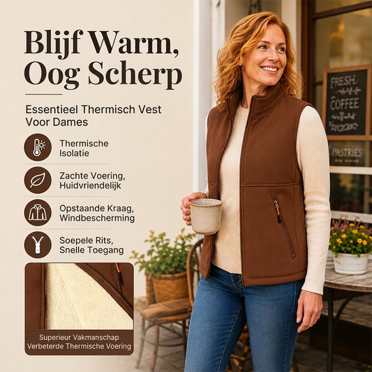 ❄️ Winter Deal ✨ Thermisch Dames Wintervest met Staande Kraag – Warm Gewatteerd Vest voor Comfort & Bescherming