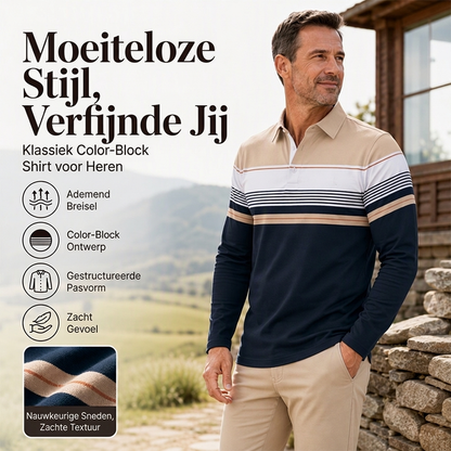 💎 Exclusieve Deal ✨ Klassiek Gestreept Colorblock Shirt voor Heren – Trendy Casual Overhemd met Moderne Uitstraling
