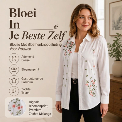 🌸 Nieuwe Collectie ✨ Dames Bloemenprint Blouse met Lange Mouwen – Elegante Casual Top voor een Vrouwelijke Look