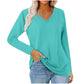 ✨ Nieuwe Collectie 💎 Casual Dames T-shirt met V-Hals en Lange Mouwen – Comfortabele Basic Top voor Elke Dag